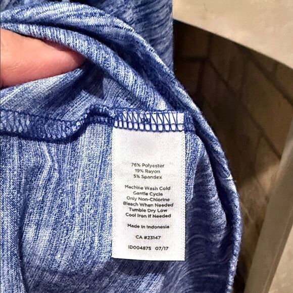 T by Talbots Blue Heathered Blouse with Tie Sleeves size Large - Picture 3 of 5